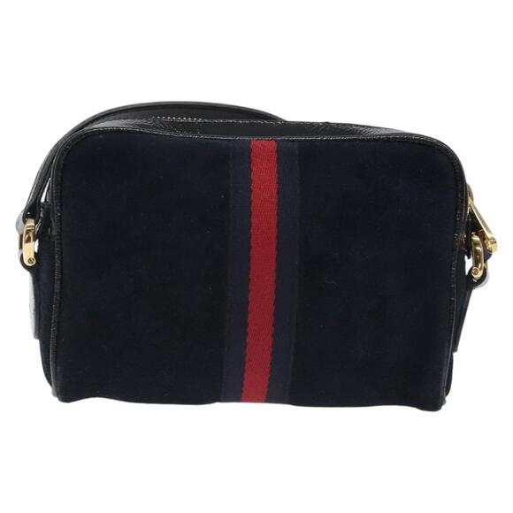 GUCCI Ofdea Sherry Line Shoulder Bag Suede Navy Gold - Picture 3 of 16